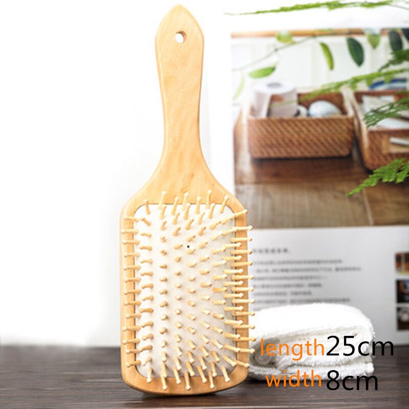 1 peine para el cuidado del cabello, cepillo de masaje con cojín de madera, peine de masaje antiestático para Spa, Airbag de bambú, peine para el cabello, promueve la circulación sanguínea