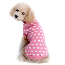 Hond breiwol Liefde Hart Trui Puppy Knitwear Kleding Hoodie Winter Warm Roze Jas Voor kleine Hond Kat Apparel S/M/L/XL/