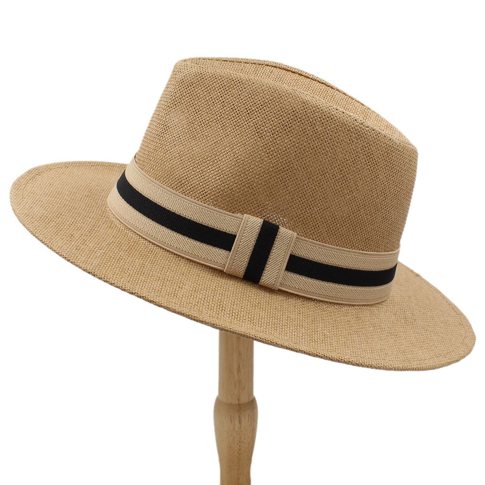 6 färg sommar kvinnor män halm solhatt med bred kant panama hatt för beach fedora jazz hatt storlek 56-58cm a0154- xsj
