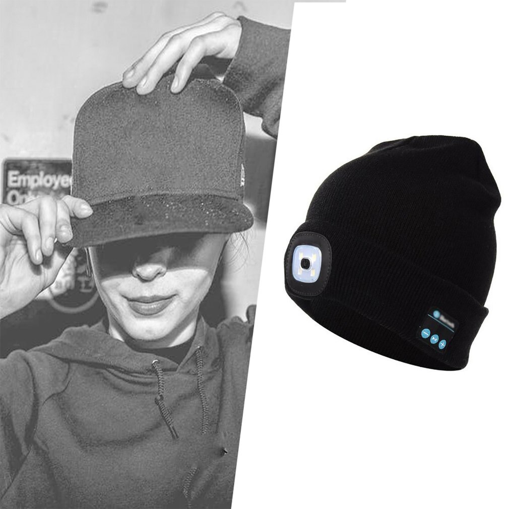 Winter Beanie Hat Wireless Smart Cap Headphone Headset with LED Light Handfree Music Headphone Earphones for