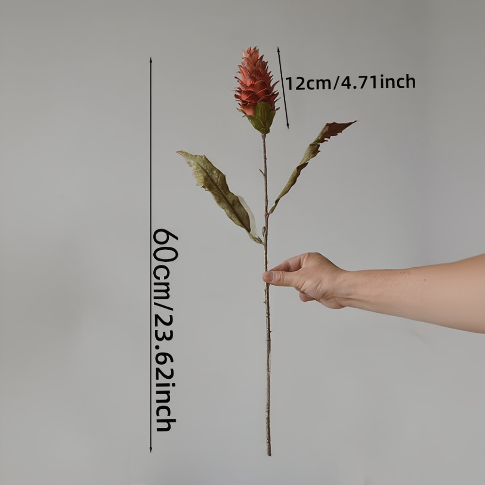 2pcs- Artificial Ginger Flower Bouquet Plastic Realistic Floral Arrangement Wedding Christmas And Halloween Artificial Plants: Red