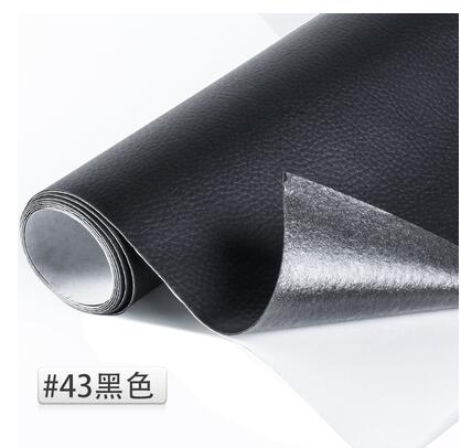 50*138cm Reliëf Lijm Lederen litchi PU Leer Stof Terug Lijm Kunstmatige Synthetisch Leer Stoffen DIY Bag Bank materiaal Effen gekleurd kunstleer kunstleer stof naaien DIY tas schoenen materiaal: 43 Black