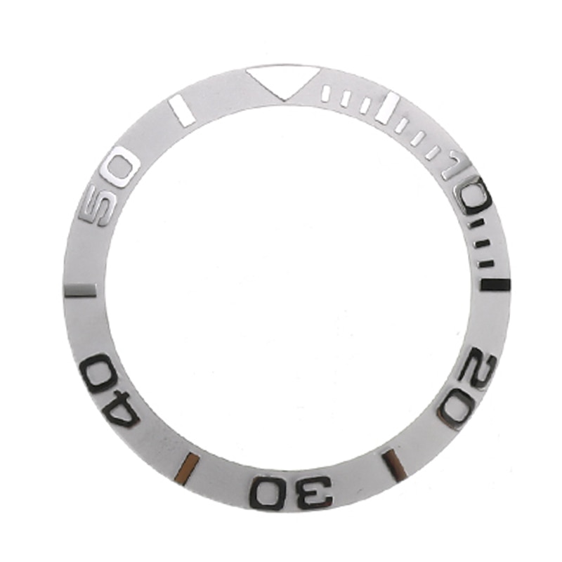38mm Keramik Uhr Lünette Einsatz Für 40mm Herren Uhr Gesicht Uhren Ersetzen Zubehör Innen Durchmesser 30,7mm: Silber-