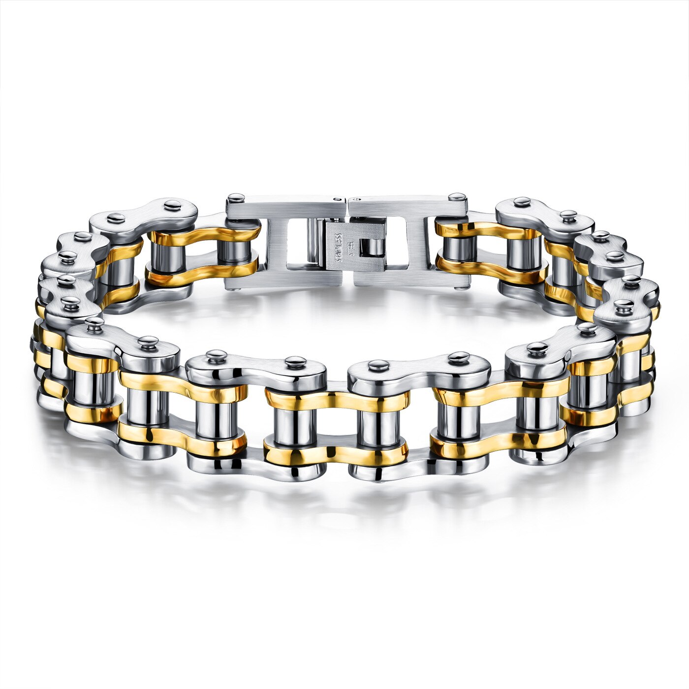 Hemiston Modieuze Titanium Stalen Heren Armband Rock Persoonlijke Locomotief Keten Fiets Armband Voor Vrouwen: Rhodium Plated