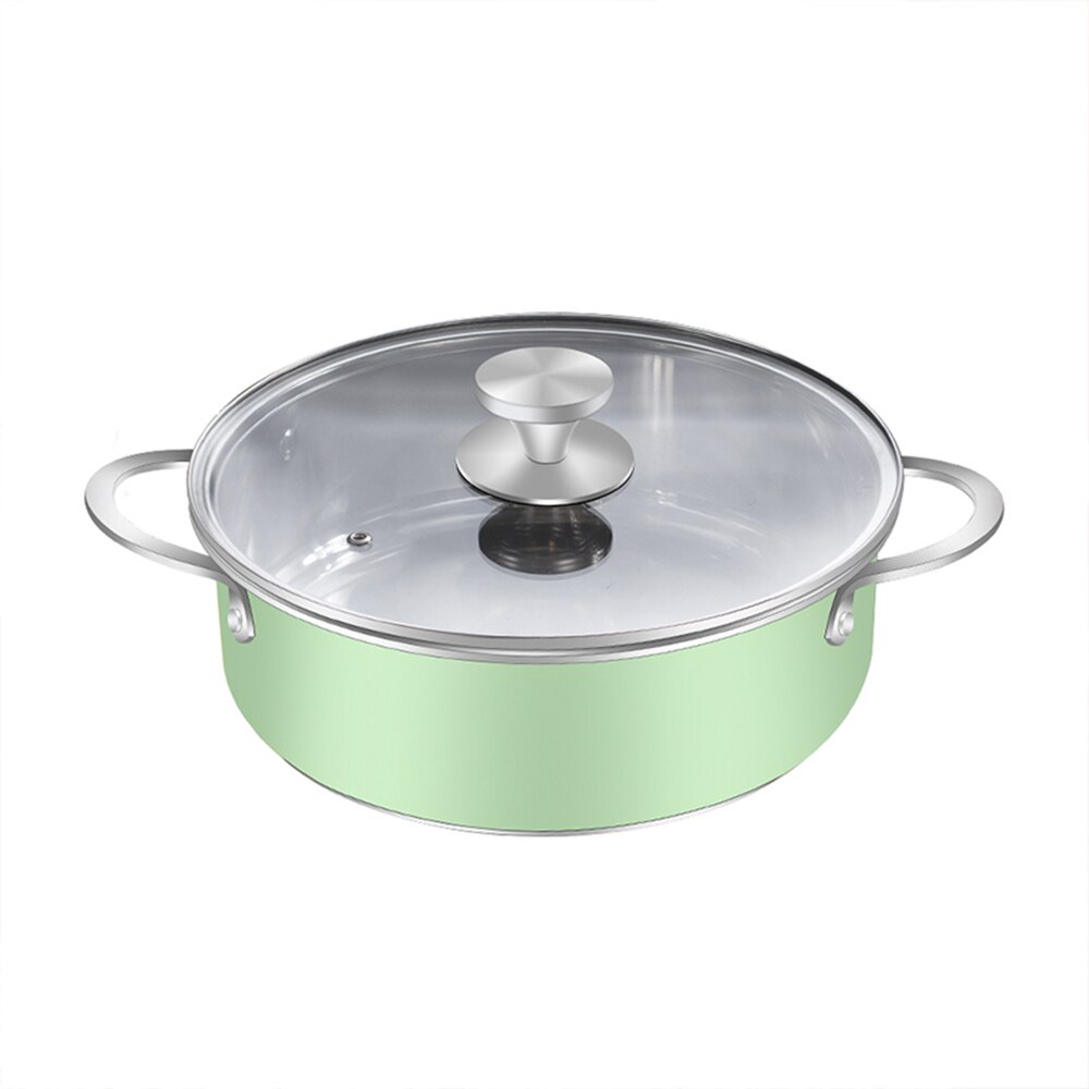 Rvs Dagelijks Pan Kookgerei Met Deksel 28Cm Pot Koken Accessoires 2 Handvat Koken Keukengerei Pot Koken Supply: Light Green