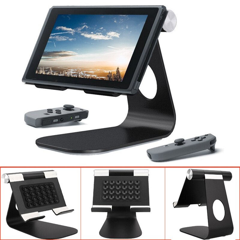 Game Console Stand, Aluminum Alloy 210° Adjustable Angle for Switch: Silver