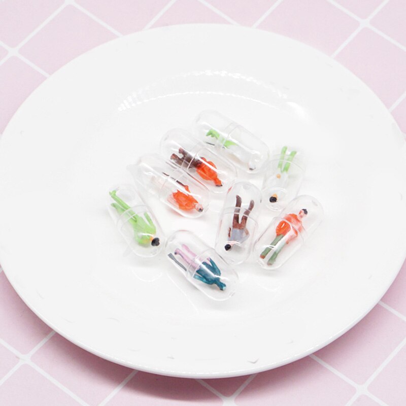 10Pcs/Lot Transparent Capsule Shell Plastic Pill Container Pill Cases Bottle Splitters Capsule Figurines Diy Accessories