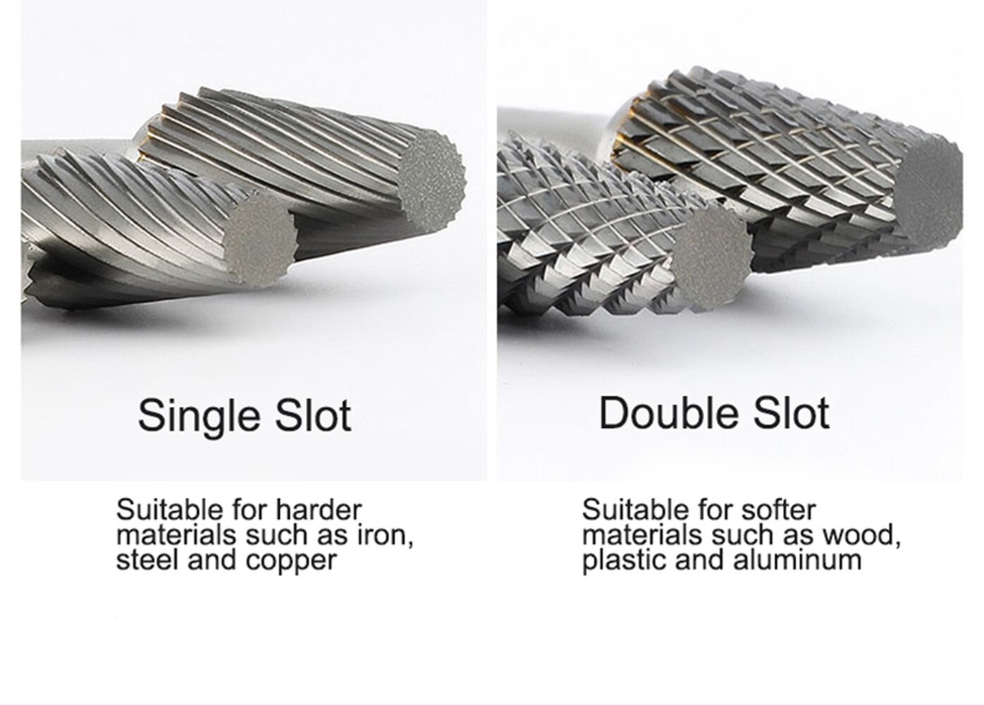 Conical Flat Head Hard Tungsten Steel Wood Carving Tool Grinding Head Milling Cutter S-shaped Rotating Cutter Double Slot