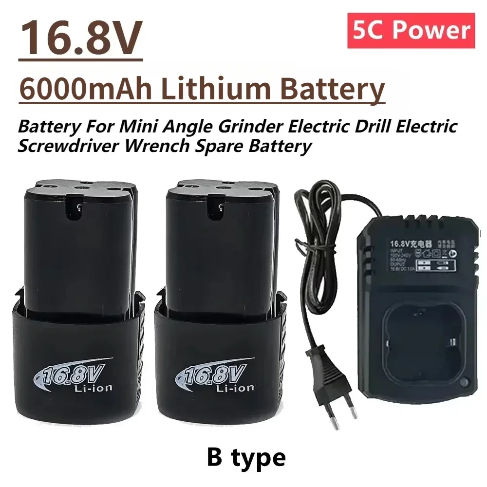Batteria al litio ricaricabile di grande capacità da 16,8 V per trapano elettrico Batteria di ricambio per cacciavite elettrico Batteria di alimentazione 5C