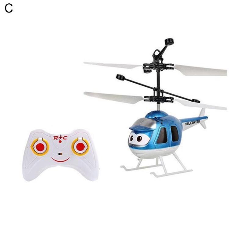 Induction Flying Toys RC Helicopter Cartoon Remote Control Drone Kid Plane Toy: C