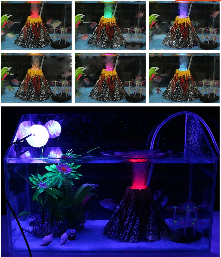 Aquarium Volcano with Air Bubbler, Realistic Fish Tank Volcano Ornaments Bubble Maker, Great Addition to Fish Tank Aquarium