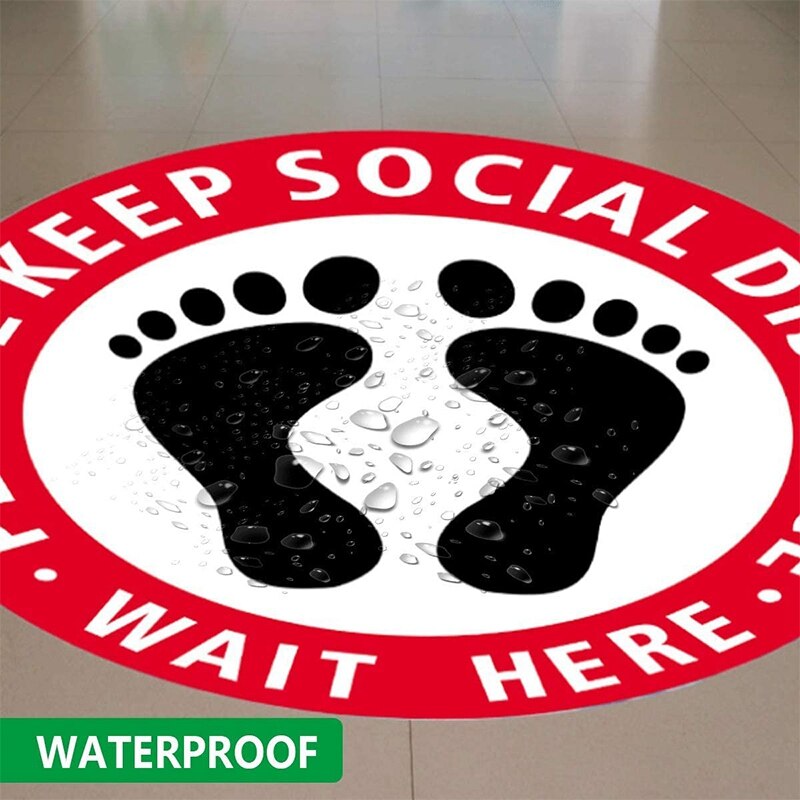 Floor Stickers Grote Maat 11Inch Behouden 6 Voeten Afstand Veiligheid Floor Marker Openbare Plaatsen, Waterdicht, 12 Pack