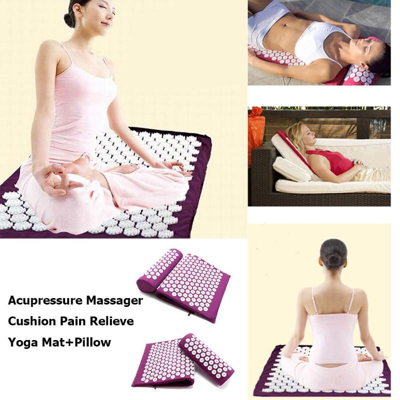 Cojín de acupuntura para aliviar el estrés, colchoneta de acupresión para el dolor de espalda/almohada, estera de masaje de Punta rosa, masaje y relajación