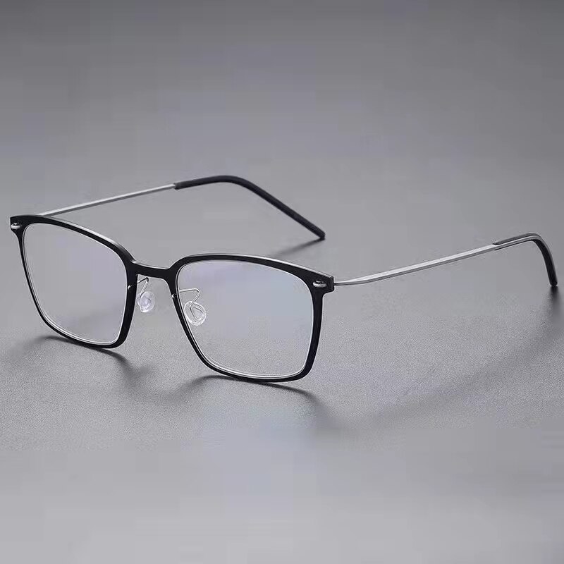 Denmark Brand Titanium Prescription Eyeglasses 6536 Square Ultralight Screwless Glasses Frame Men Women Myopia Optical Spectacle: Black-Gun