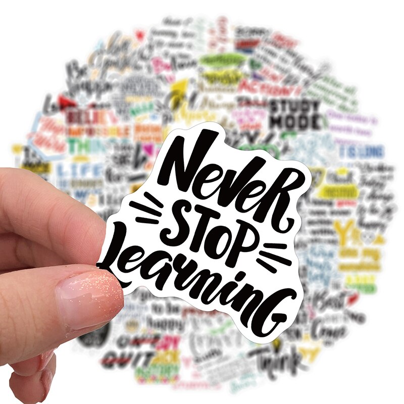 100Pcs Motivational Phrases Sticker Inspirational Life Quotes Waterproof DIY Laptop Study Room Scrapbooking Motto Graffiti Decal