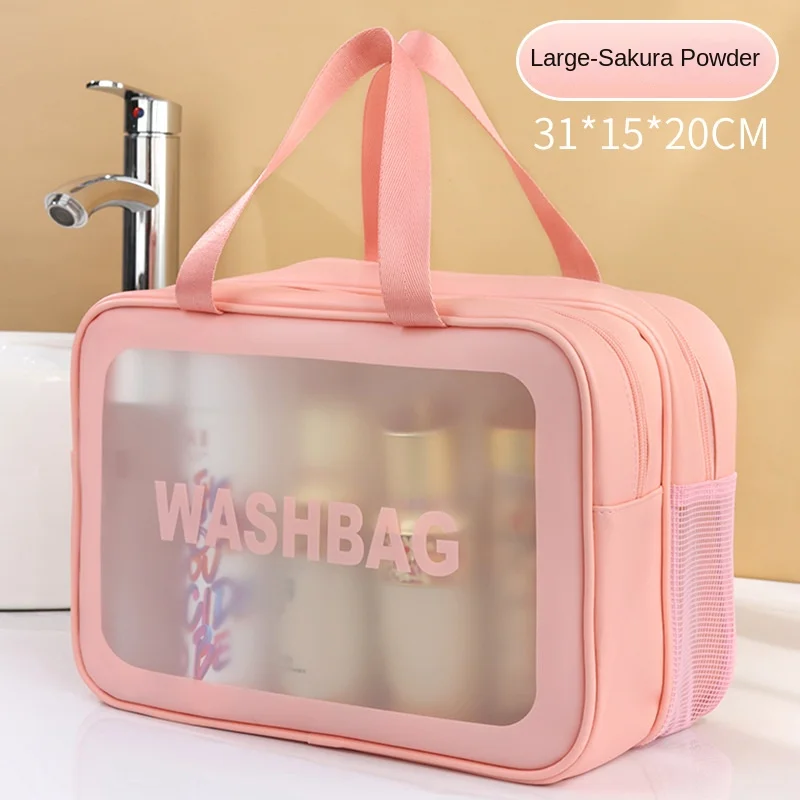 Thick Dry-Wet Separation Partition Toiletry Bag Portable Double-Layer Cosmetic Storage Bag for Travel, Beach, Pool Bathing: Khaki