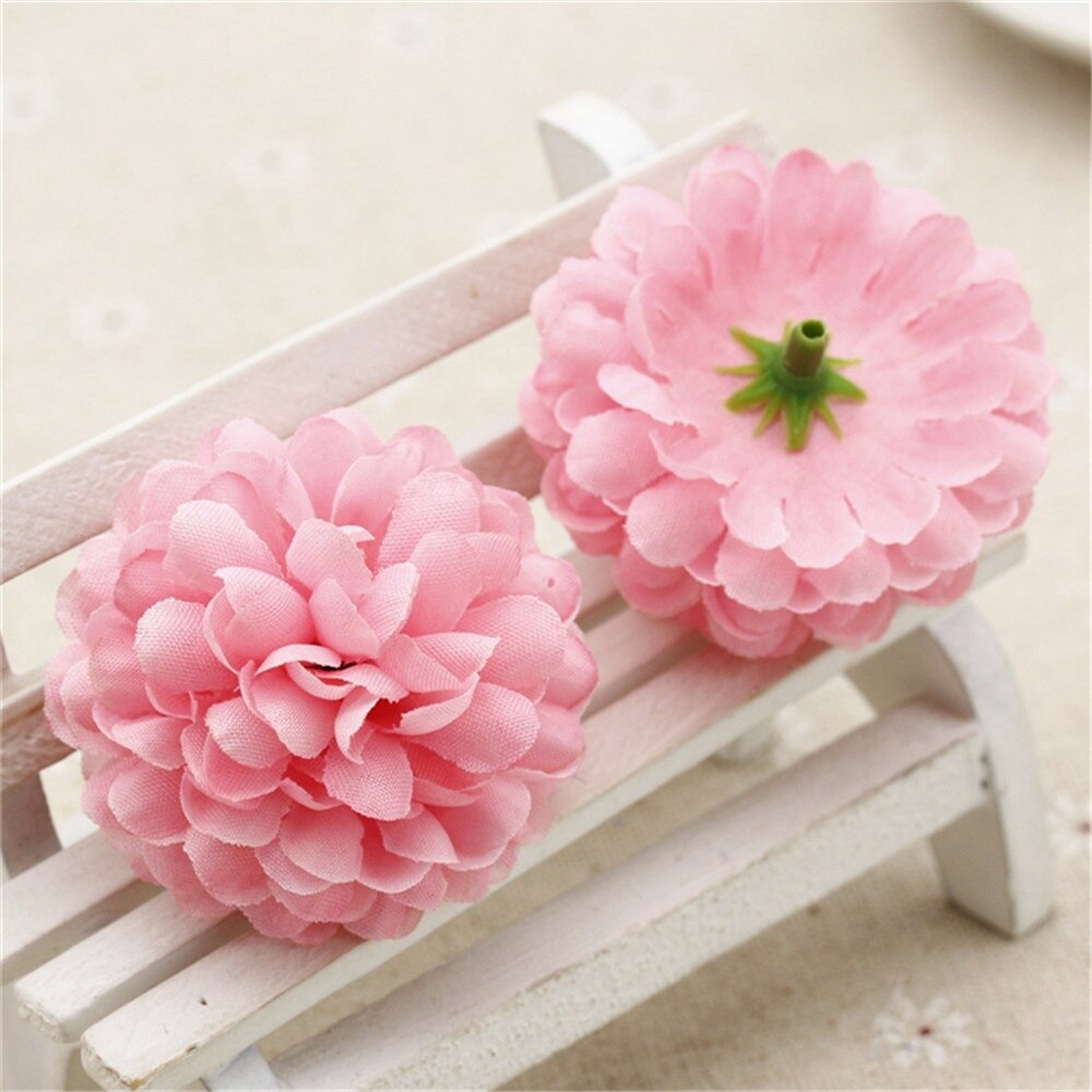 Chenap-pompon à œillet artificiel en soie | Tête de fleurs pour décoration de voiture de mariage, fournitures de fleuriste décoratives diy, fleurs: Rose