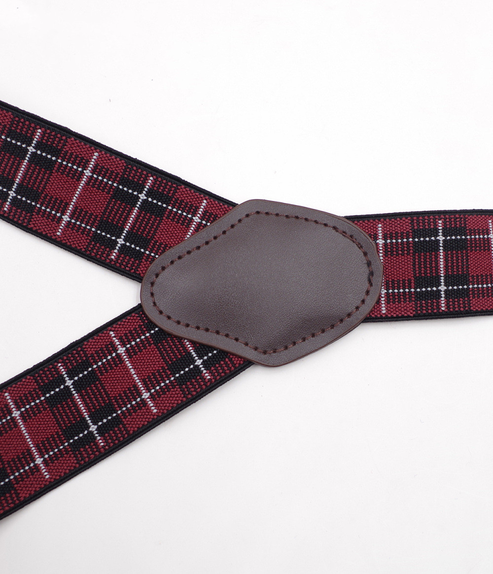 6 klip szkocka krata męskie szelki typu Y spodnie szelki wysoka elastyczna regulacja dorywczo moda dla obu płci szelki tata prezent