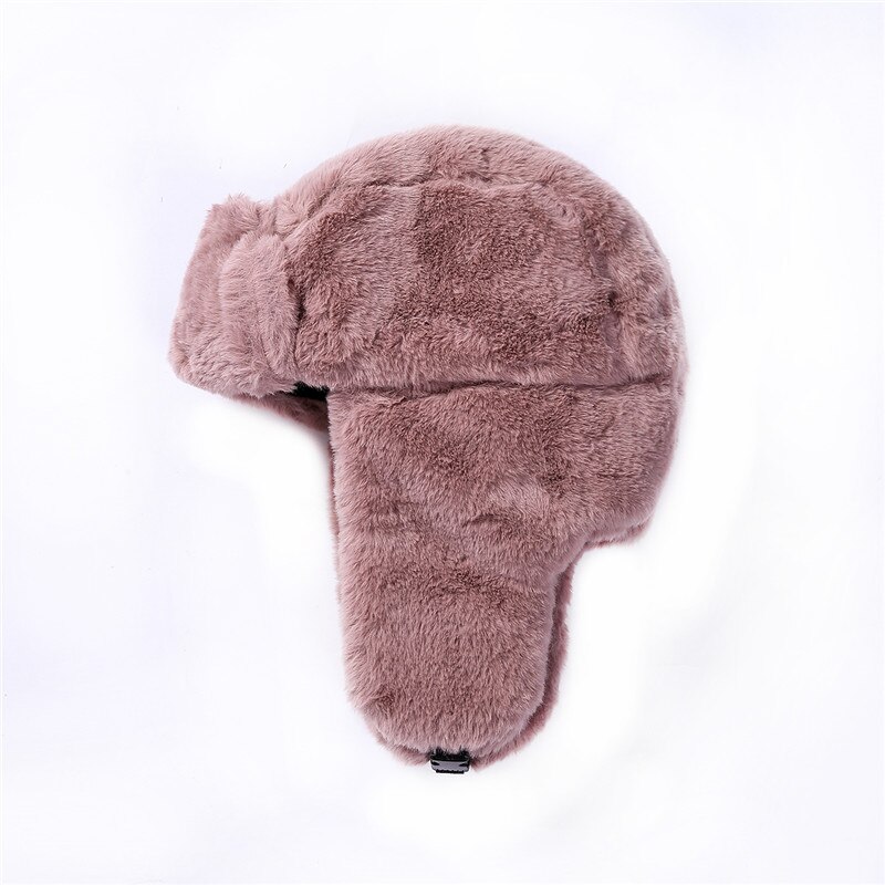 Women Faux Fur Trapper Hat Russian Ushanka Cossack Ski Earflaps Aviator Cap Winter Warm Velvet Bomber Hat