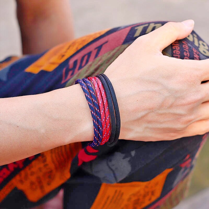 3pcs Set di braccialetti da uomo Paracord doppio strato regolabile filo rosso braccialetto sopravvivenza regalo brasiliano per fidanzato braccialetto Macram: Red Black MixNavy