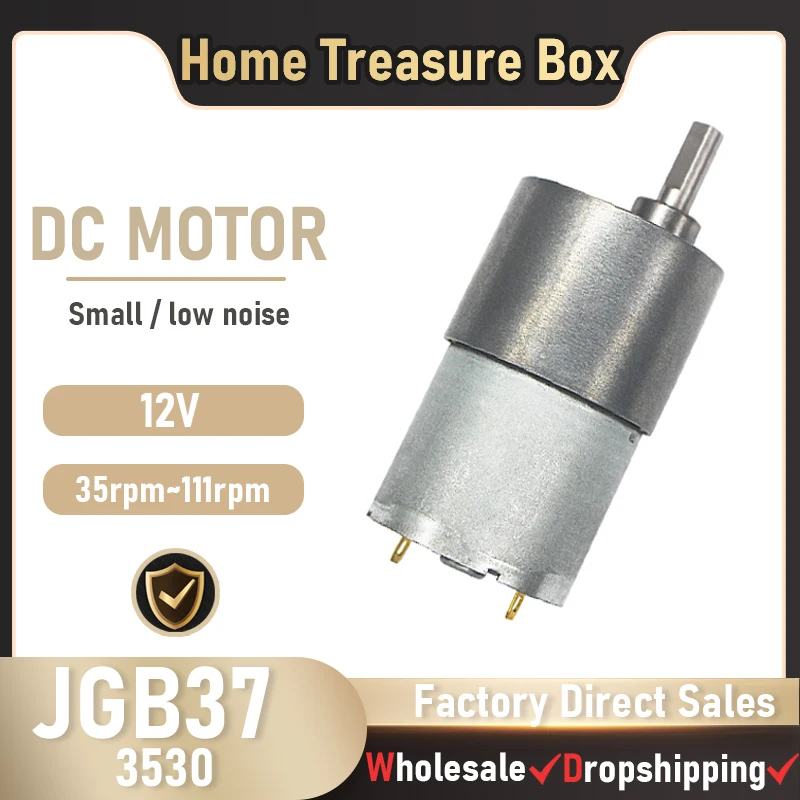 JGB37-3530 Gelijkstroommotor 12/24V 37Mm Geheel Metalen Versnellingsbak 7Rpm-1600 Rpm Dc Hoog Koppel Motor Excentrische As Tandwielmotor Voor Diy