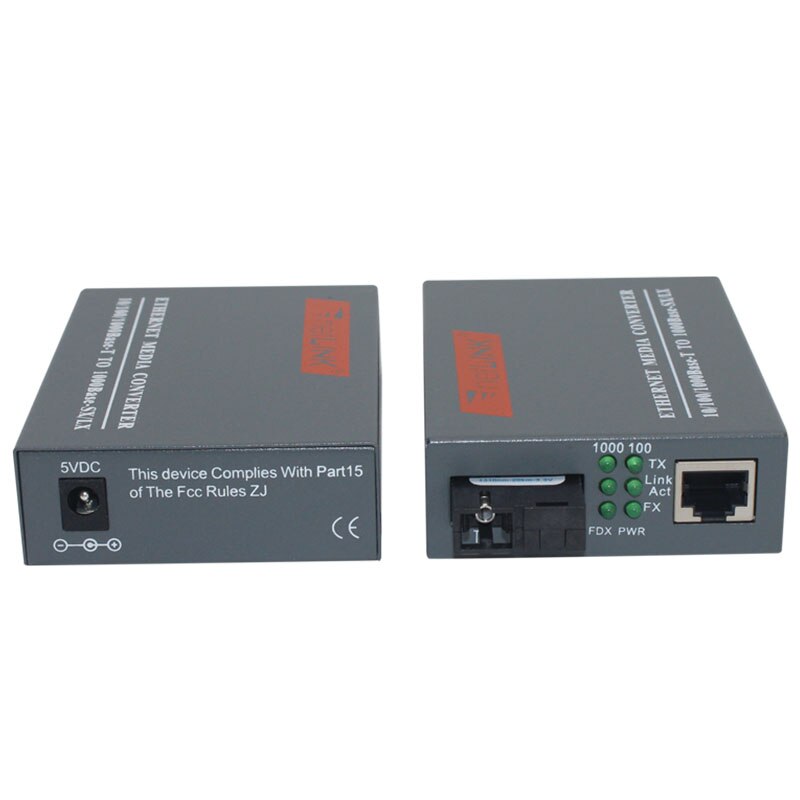 1 Paar HTB-GS-03 A/B Gigabit Fiber Optische Media Converter 1000Mbps Single Mode Enkele Vezel Sc Poort 20km Externe Voeding