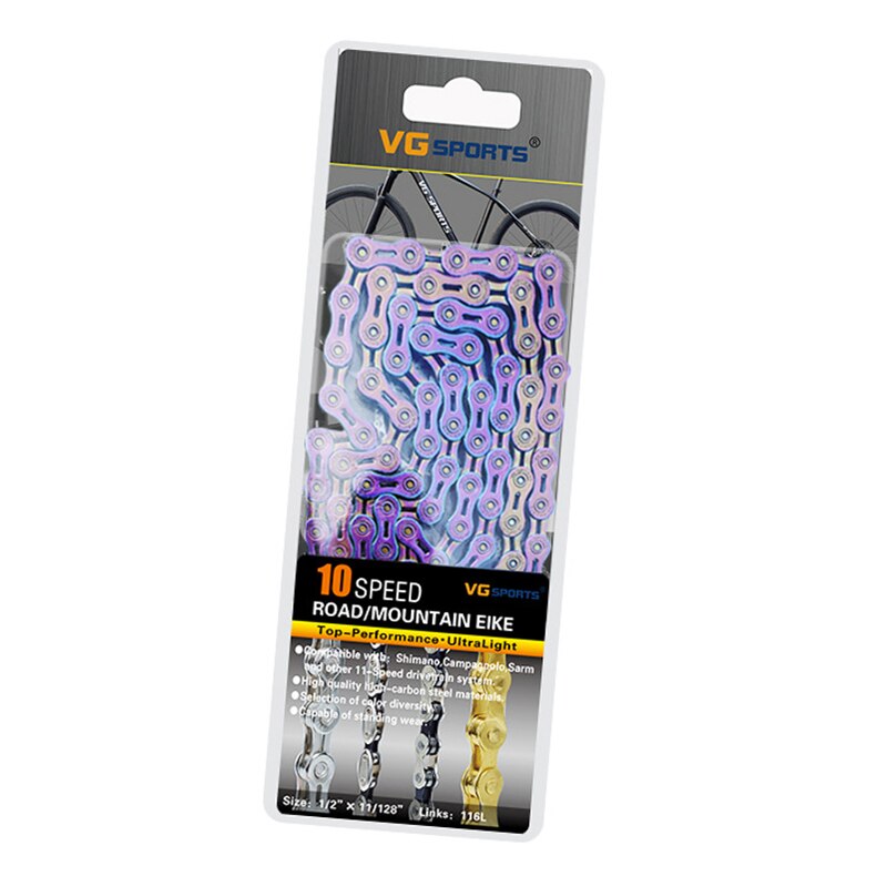 Vg sport 8-11 speed 116l fiets fietsketting mtb racefiets half/holle legering ultra lichte ketting vervanging voor 8/9/10/11 speed: 10s regenboog h holle
