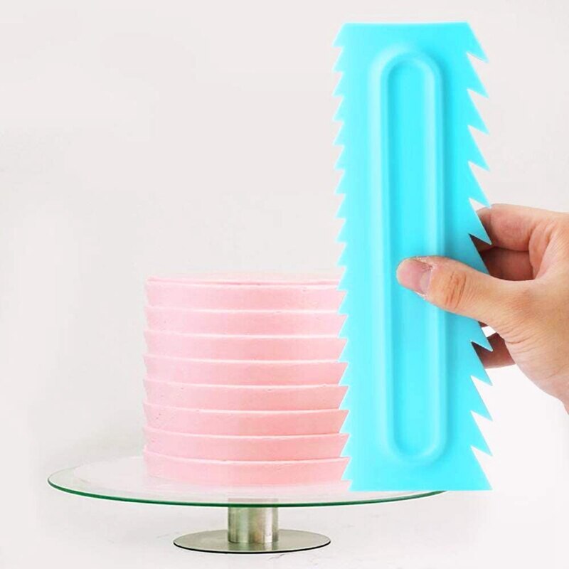Decorating Comb & Icing Smoother, Cake Scraper Cream Buttercream Fondant Edge Smoothing Polisher Tool, Set of 5