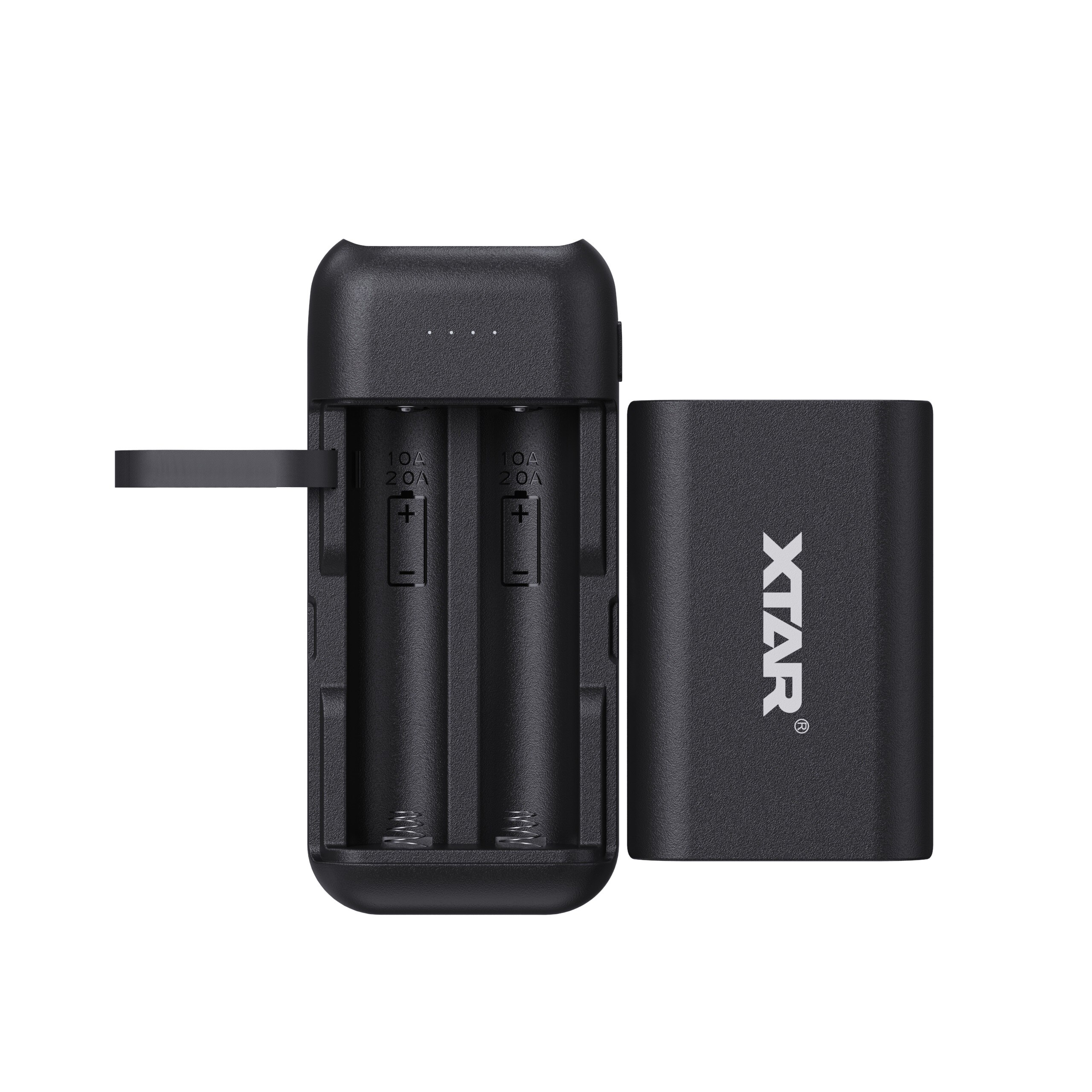 XTAR 18650 Charger BLACK PB2C Battery Charger 5V2.1A INPUT ype-C Powered Power Bank Function Portable PB2C BATTERY CHARGER 18650: BLACK / US