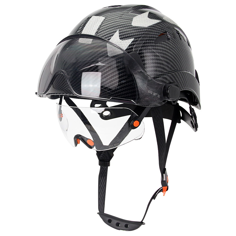 CE Construction Safety Helmet with Visor Built In Goggle Reflective Stickers for Engineer ABS ANSI Industrial Work Security Hat: Pink