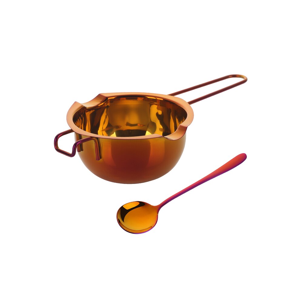 Stainless Steel Chocolate Melting Pot For Candy Candle Making Long Handle Wax Butter Heating Melting Bowl Dessert Baking Tools: No.3 With Spoon
