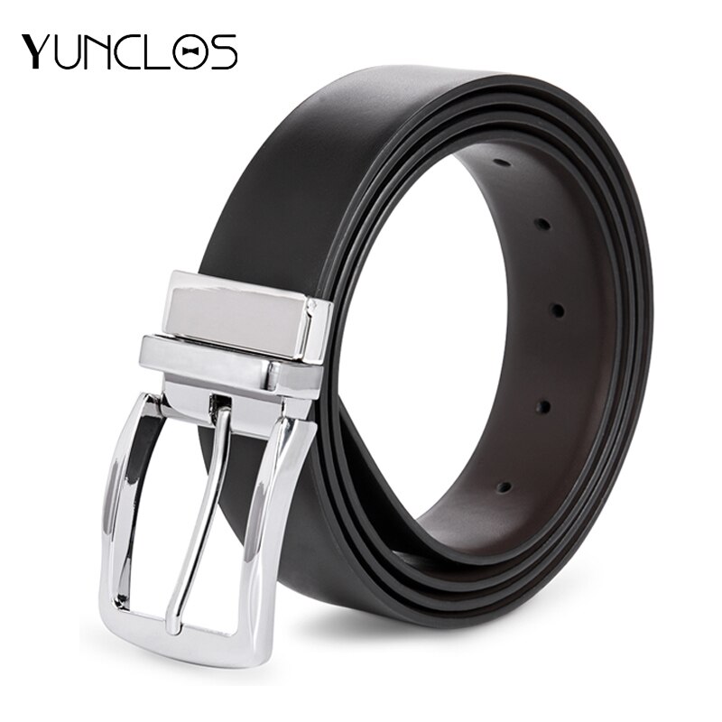 Reversible Buckle Men Belt for Jeans Leather Belt Double Side Usage Male Strap for Pants