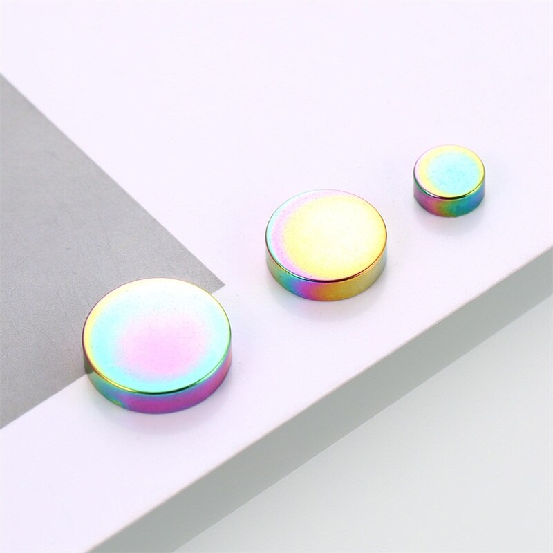 AZIZ BEKKAOUI Magnetic Stud Earrings Men Earring Stainless Steel Jewelry Round Male Magnet Multicolor Earrings