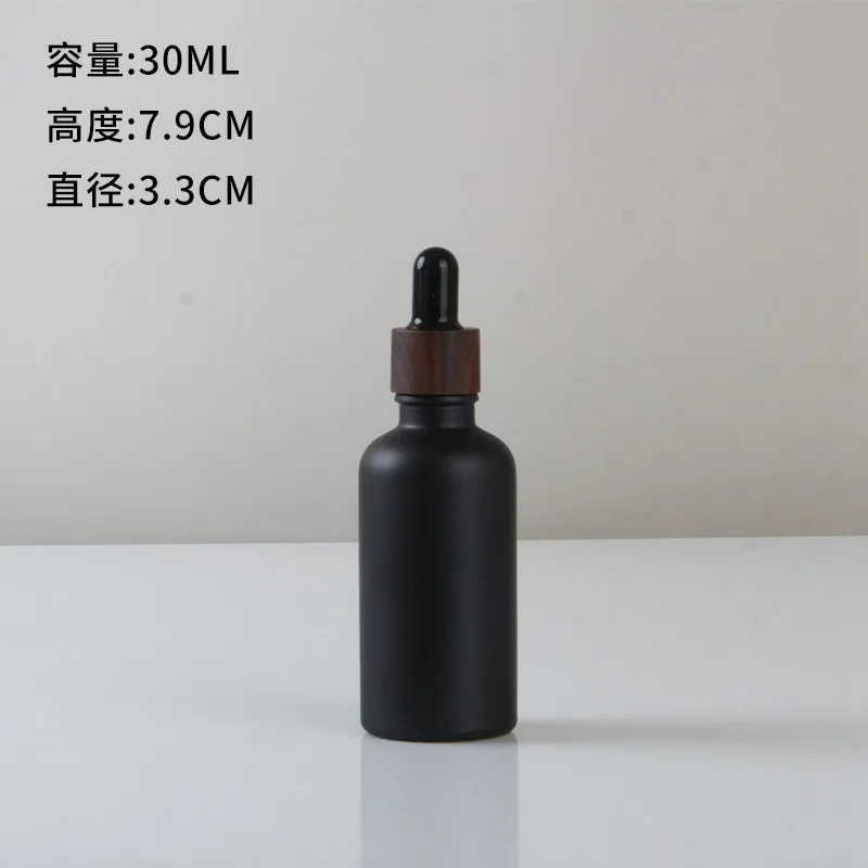 Flacon compte-gouttes vide noir givré, huile essentielle en verre, liquide d'aromathérapie, bouteille rechargeable, Pipette liquide: GRIS FONCÉ