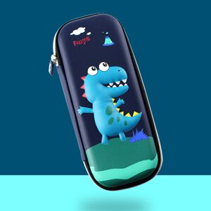 Eva Kleine Dinosaurus Dier Etui Cartoon Leuke Student Leren Briefpapier Doos Grote Capaciteit Etui: Blauw