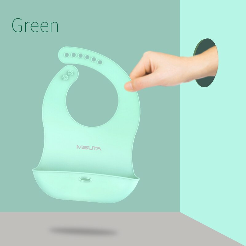 Wasserdicht Baby Silikon Lätzchen rülpsen Tücher Baby Pflege Einstellbar Weiche Fütterung Schürze Kleinkind Speichel Bandana: Grün