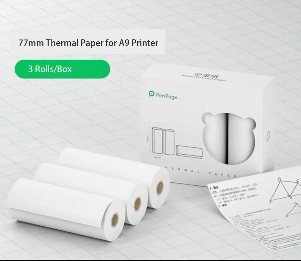 【For Peripage A9 】Official Originele Peripage Thermisch Papier Label Sticker Transparant Sticker Papier: 3 Roll Thermal Paper