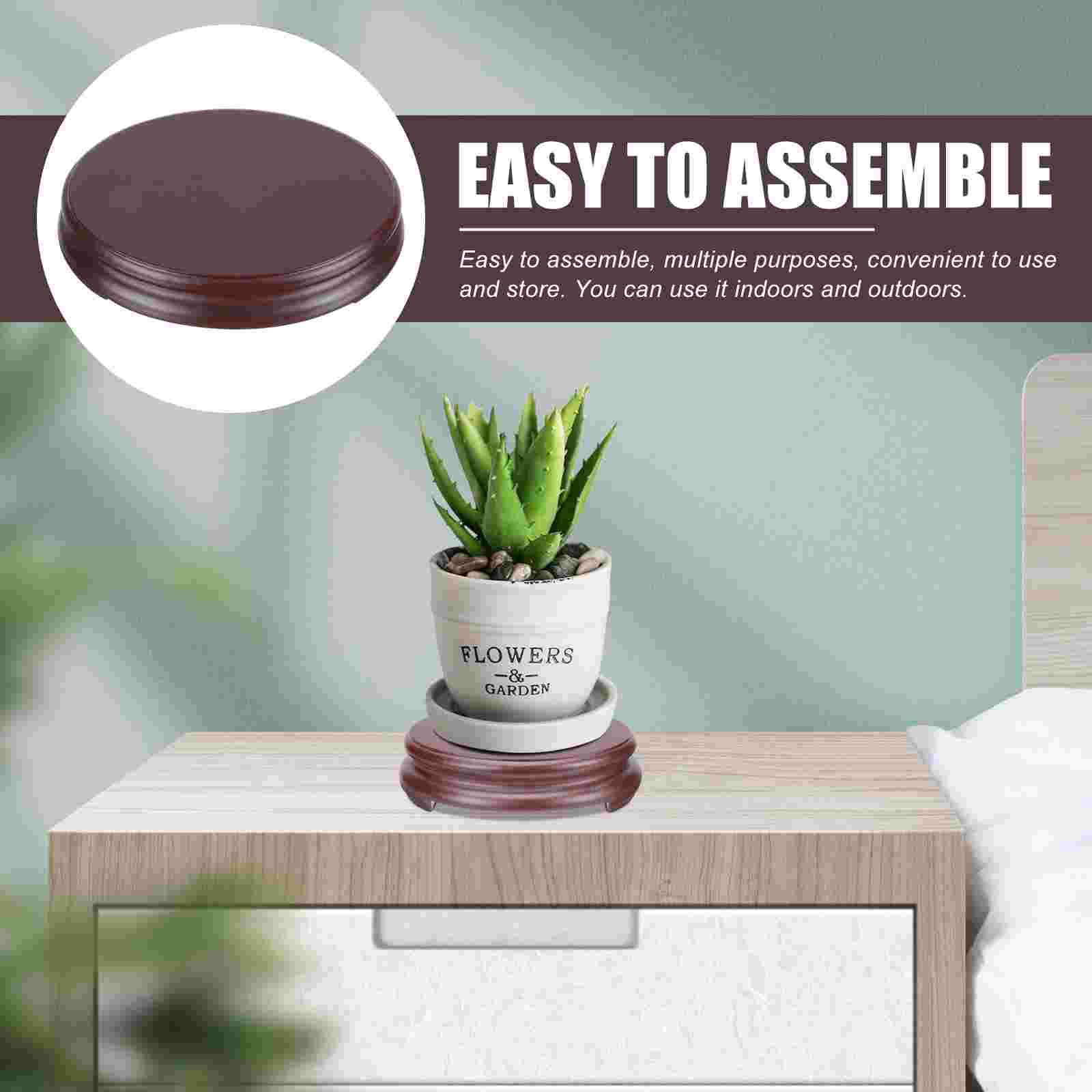 Versatile Wooden Base Statue Holder Flower Vase Pedestal DIY Oblong Base for Home Office Shop