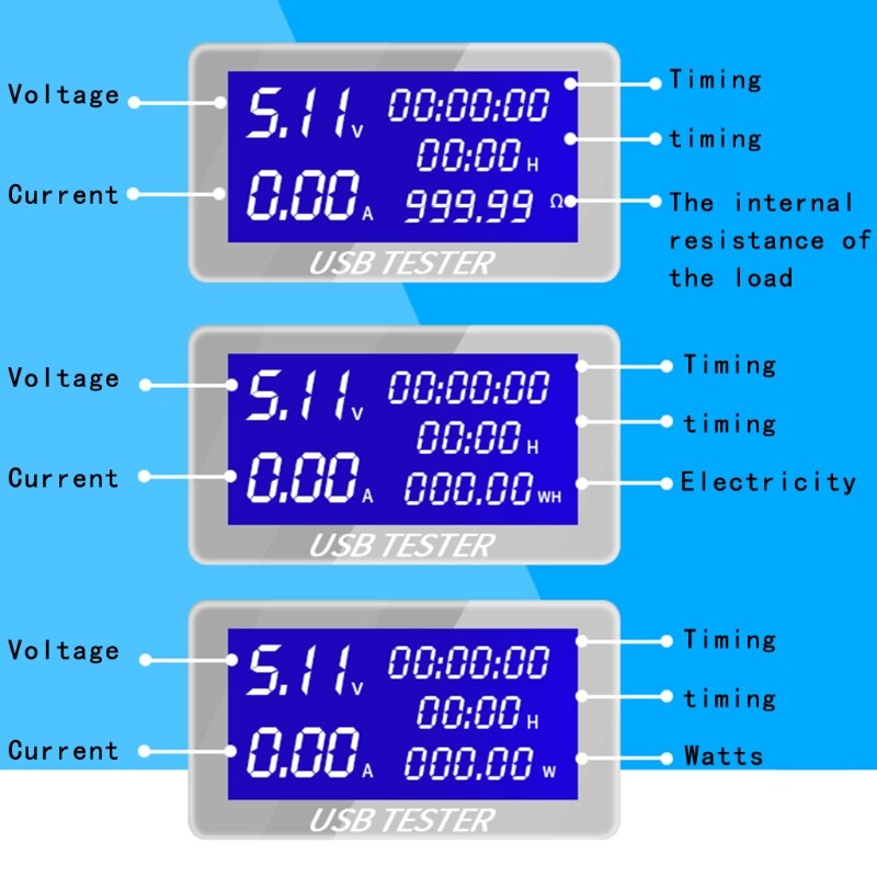 USB Tester Digital Voltmeter Strom Spannung Ladegerät Kapazität Detektor Anzeige