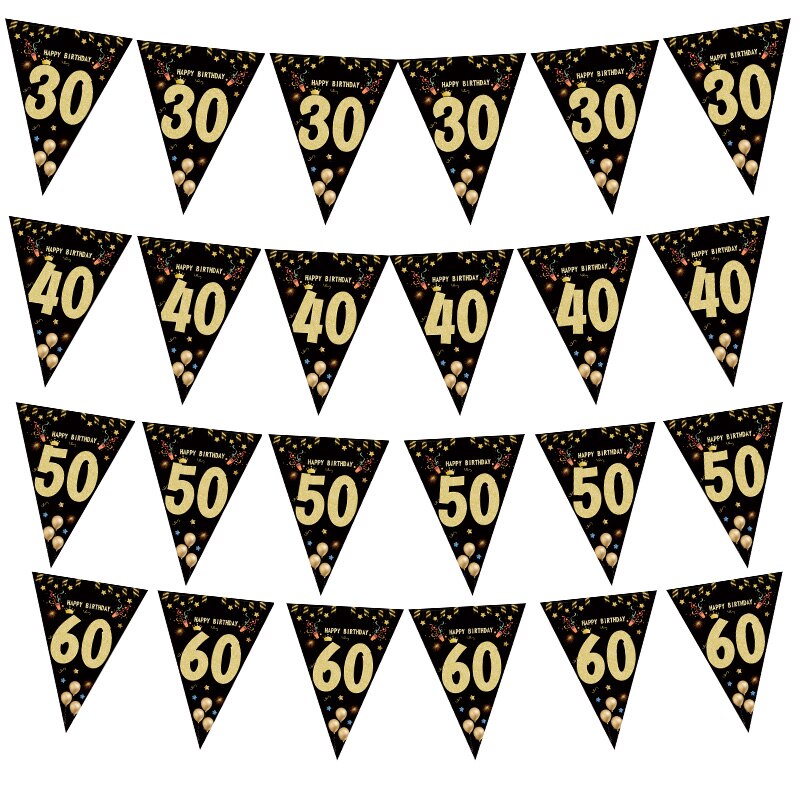 Happy Birthday Banner 30 40 50 60 År - Voksen Fest Baggrundsdekoration