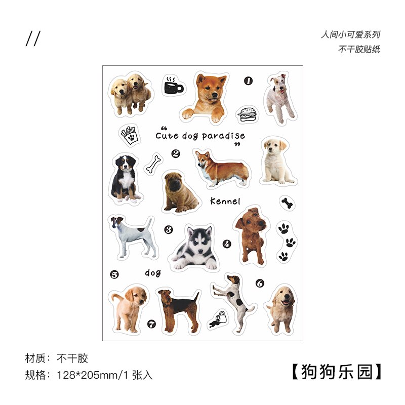 Kawaii Stickers aesthetic animal Sticker cat dog cow Cute Decorative Adhesive Diy Diary Album Stationery Supplies: 1
