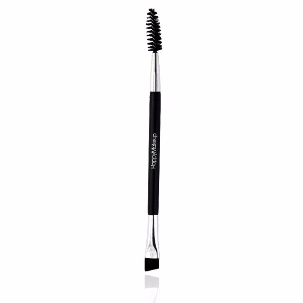 Pinceles de maquillaje de ojos faciales portátiles para mujeres, herramienta cosmética de cepillo de cejas, doble cabeza, mango de madera, pestañas, brocha para mejillas, peine