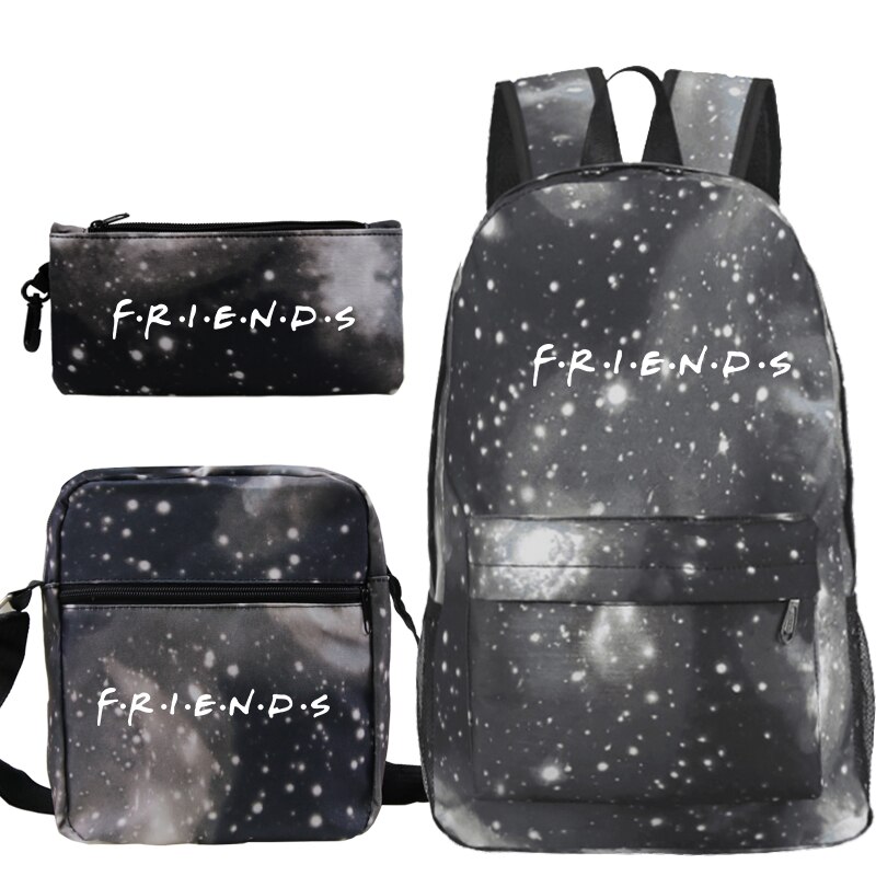 Mochila con estampado de TV Friends para Mujer, bolsa de viaje para ordenador portátil, escolar, para chicas adolescentes, 3 uds.: 8 / backpack