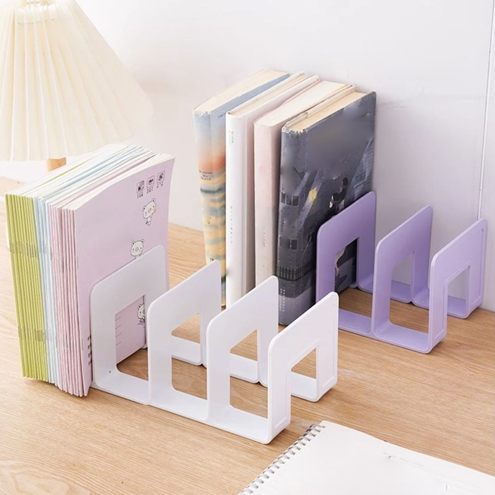 Plastic Desk File Sorter Holder Easy to Clean Book Paper Storage Dividers for Home Office & Classroom