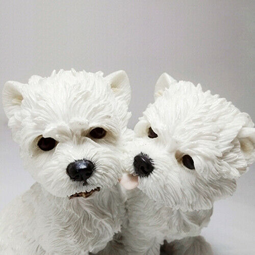 Jjm 2 stk west highland white terrier par hund kjæledyr figur dyr samler leketøy pvc modell dukke pedagogisk leke for barn