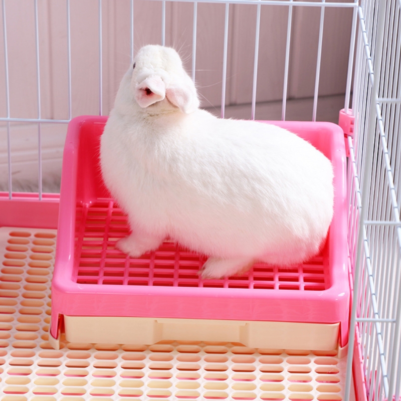 Rabbit Litter Box Drawer Litter Pan Plastic Grid Bunny Supplies Pet Waste Station for Small Animals Cage Accessories