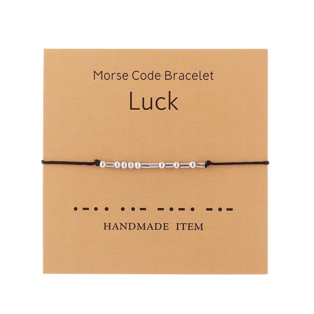 Código morse pulseiras abençoado grato senha casal pulseiras com cartão valentinesgifts dia aniversário lembrança presentes de aniversário: Luck