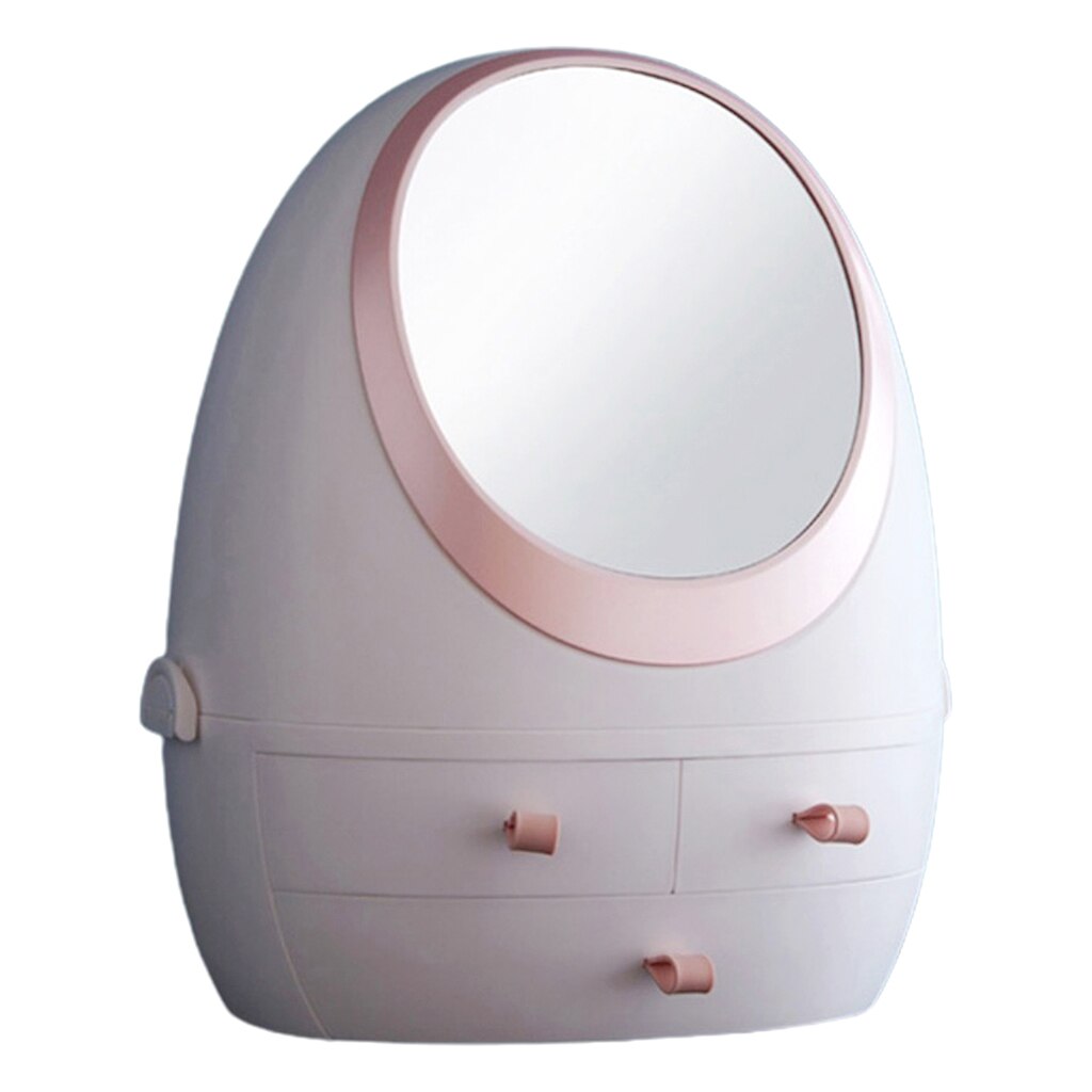 Makeup Mirrors Makeup Cosmetic Storage Case Box Organizers LED Mirror with Makeup Organizer for Dressing Table: Ordinary mirror