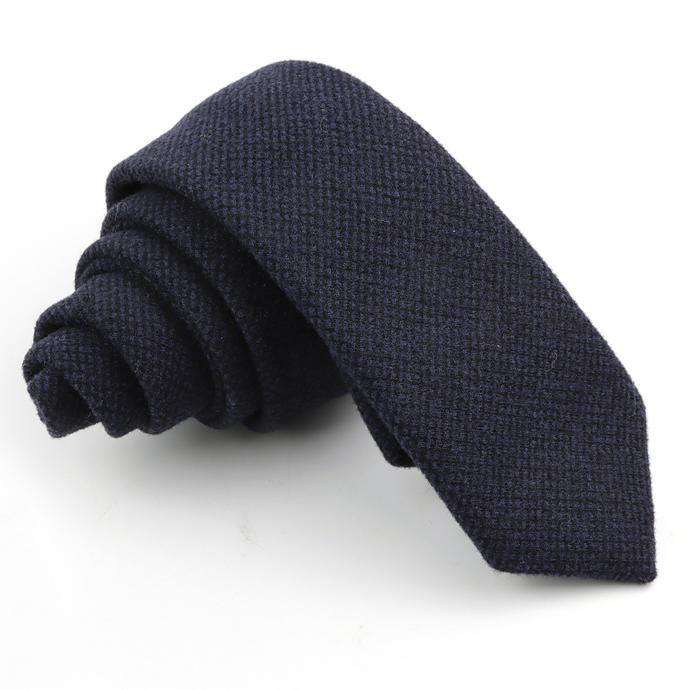 Cravate élégante en laine pour hommes, faite à la main, rayée, couleur kaki, col en coton, pour mariage, fête d'affaires, costume, chemise, accessoire: Black