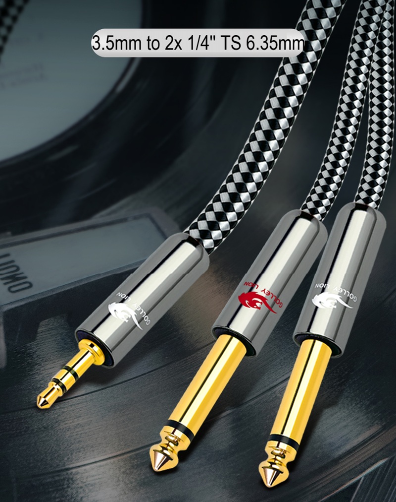 Câble Audio Jack mâle Mono TS 3.5mm à double 1/4 pouces, 6.35mm, pour Console de mixage, amplificateur, systèmes stéréo domestiques, cordons séparateur en Y